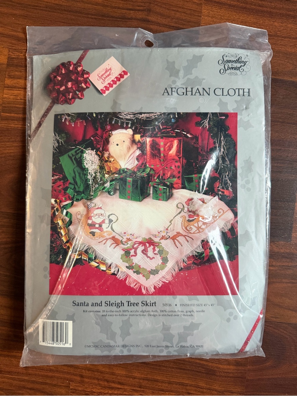 Vintage Cross Stitch Kit- Holiday Tree Skirt-Christmas Afghan Cloth NEW